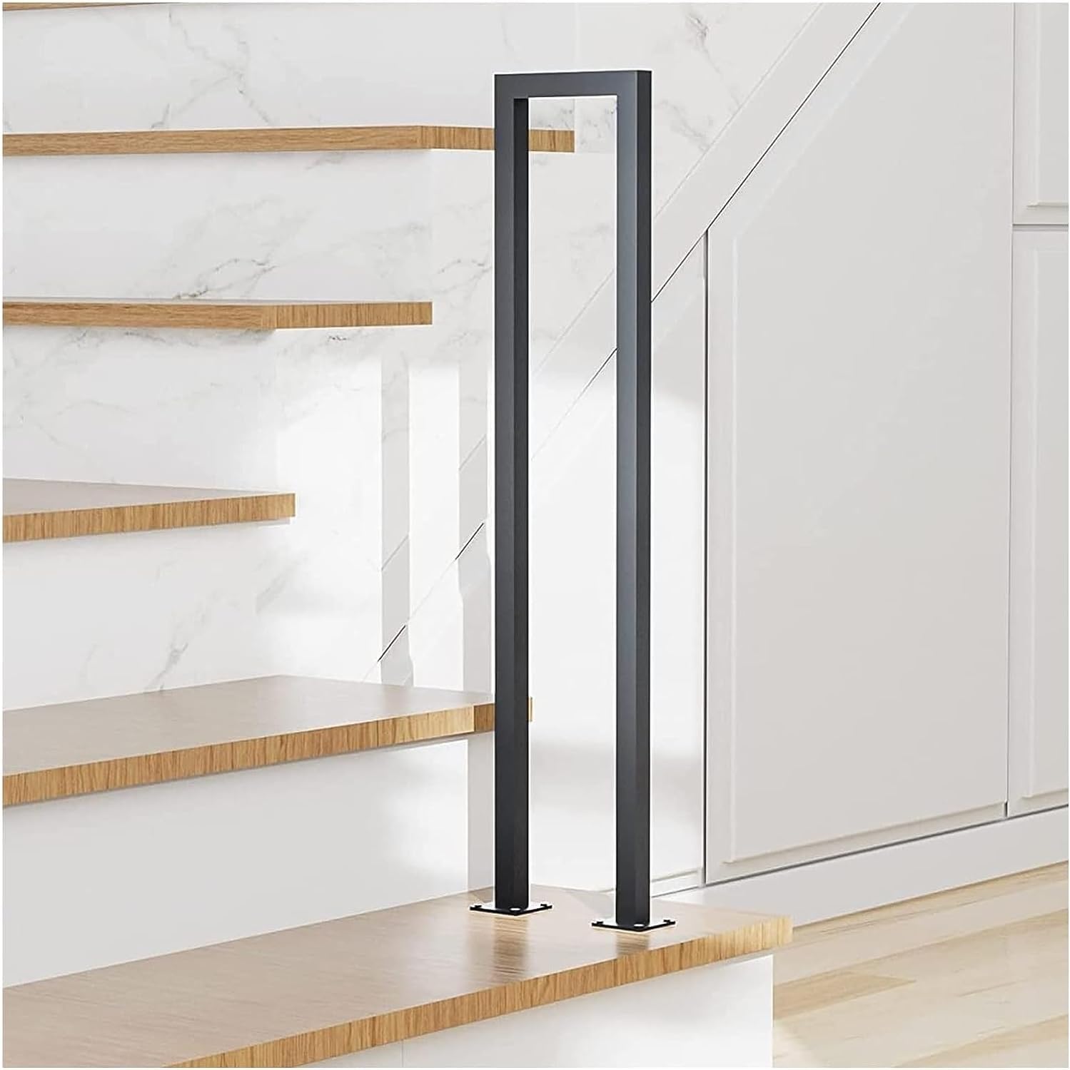 Fkxsxaz Girls Black U Stair Railing Deck Balusters U/M Shaped Staircase Handrail For Loft Platform, Hotel And Home Villas, Children Seniors Safety Hand Rail Support Rod Balconies Hall,-55Cm/21.6