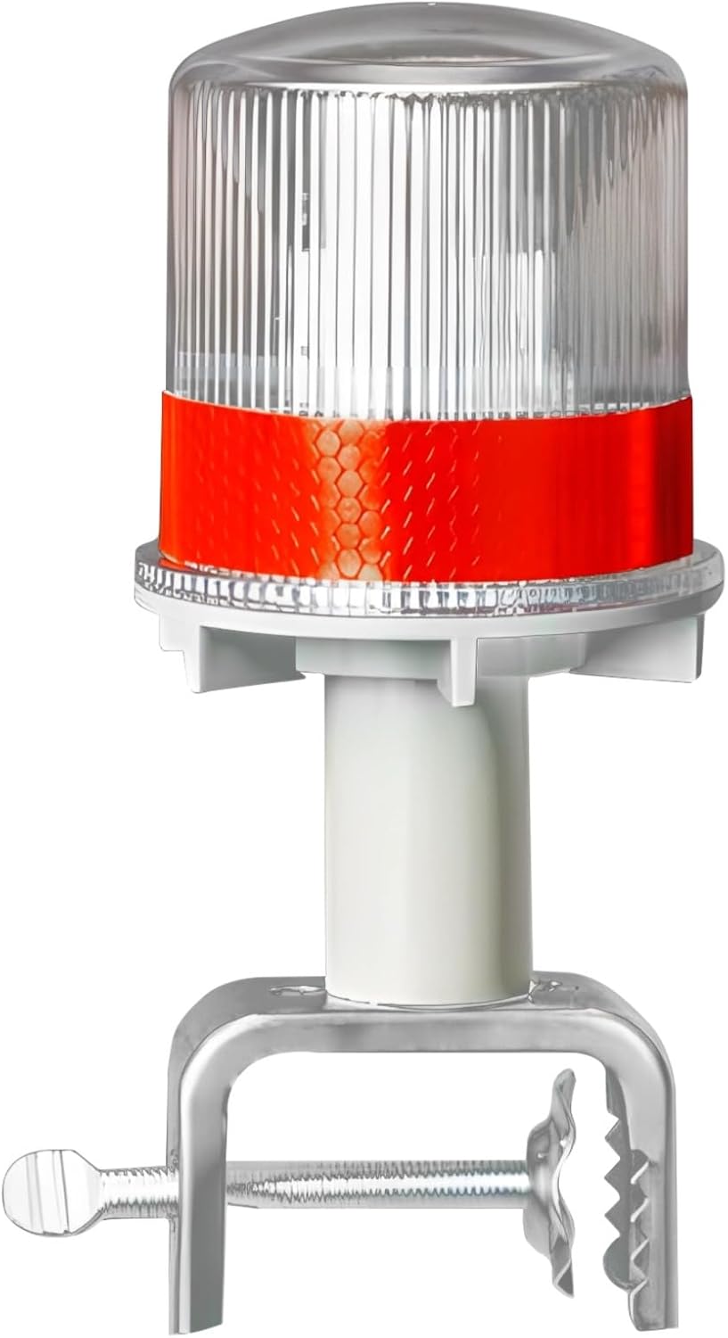Solar-Powered Led Light For Road Safety And Marine Navigation, 360-Degree Light With Red Reflective Band, Auto Light Control