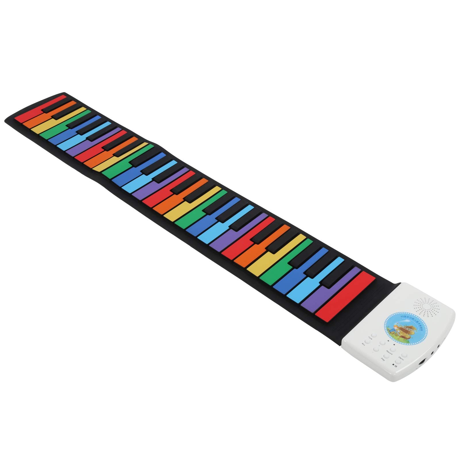 Pianoforte Roll Up 49 Tasti, Tastiera Portatile in Silicone per Principianti, Piano Elettrico con 47 Toni e 128 Ritmi, Pianoforte Manuale con Registrazione, Ricaricabile Tramite USB, Musica