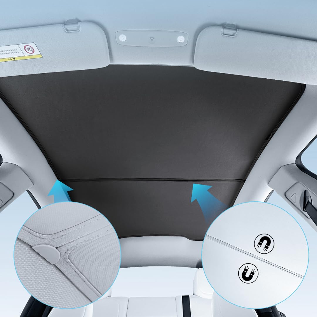 Arcoche Parasol para Tesla Model Y 2025 Juniper, Aislamiento térmico y protección UV, Accesorios de Parasol de Techo de Vidrio