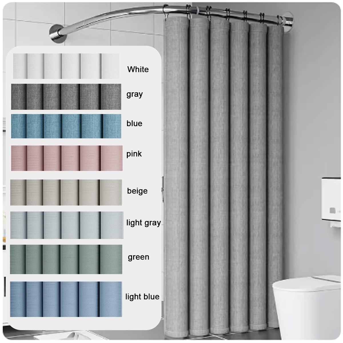 Tringle de douche incurvée réglable de 76,2 à 94 cm, extra large, sans perçage, installation facile, forte capacité de charge, accessoires de salle de bain pour maisons modernes