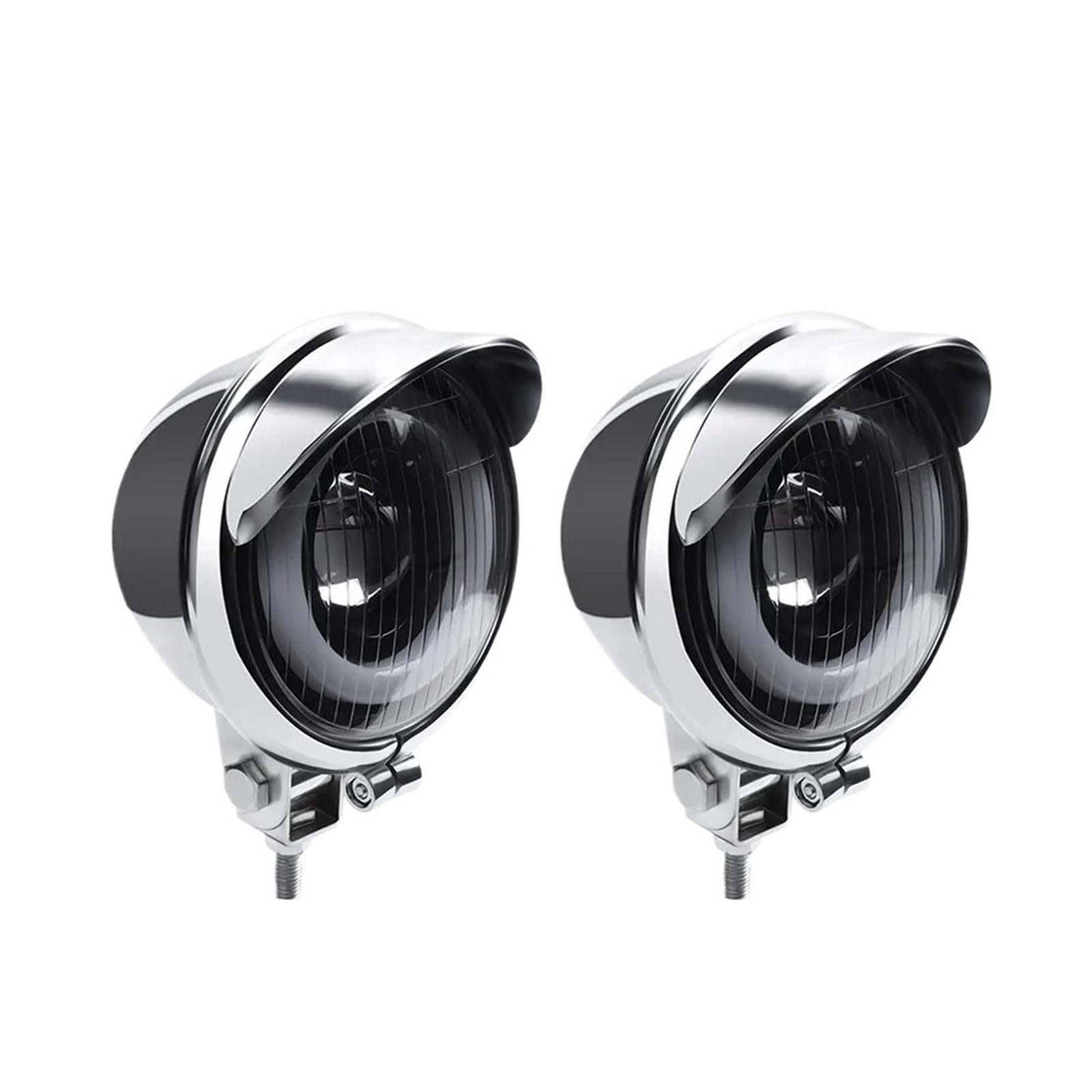 Faros para motocicleta Para Chopper Para Bobber Foco LED Para Motocicleta Luz De Marcha Auxiliar Blanco Cromado 12V 2 Unidades