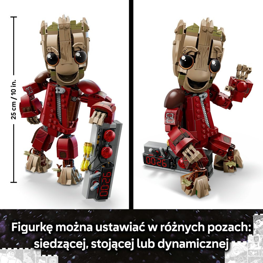 LEGO ǀ Marvel Groot w stroju Ravagera, zabawka dla dzieci do zbudowania, ruchoma figurka superbohatera z filmu Strażnicy Galaktyki Vol. 2, pomysł na prezent dla chłopców i dziewczynek od 10 lat 76341