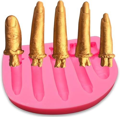 Miniatura 7 de Moldes de fondant de dedos de Halloween, moldes de chocolate para dedos falsos 3D para manos humanas, dedos, hueso, galletas, decoración de