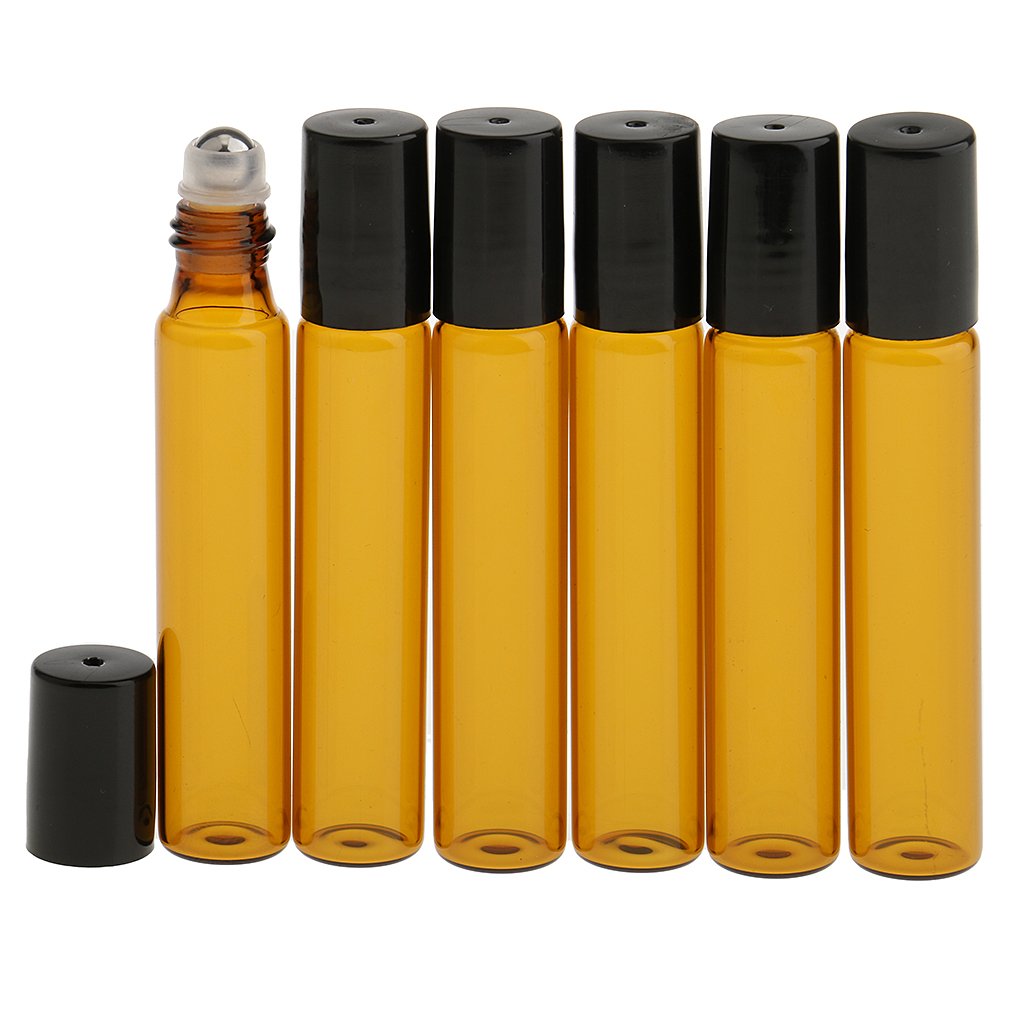 LOOM TREE® 6Pcs 10Ml Mini Refillable Empty Glass Roll On Bottles For Travel Essential Oils Perfume Cosmetic Makeup Essence - Light Brown/Steel Ball | Makeup | Makeup Tools & Accessories-image-18