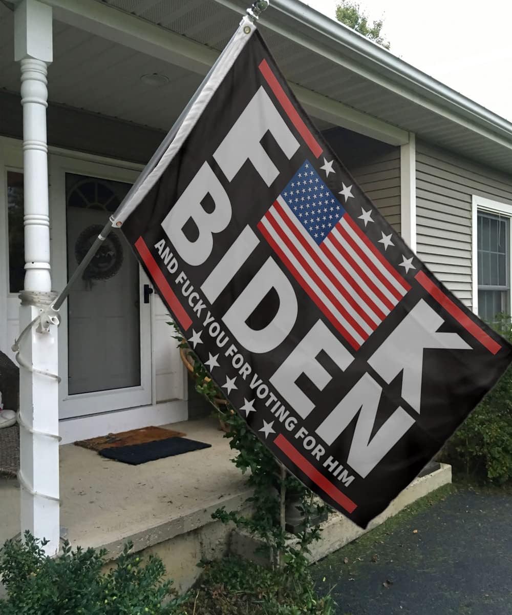 Fuck Biden Flag 3x5 Outdoor Double Sided- Anti-Biden FJB Funny Flags Heavy Duty 3ply Biden Flags Super Durable 4 Rows Stitched Edge FCK Biden Flag Canvas Header with 2 Brass Grommets