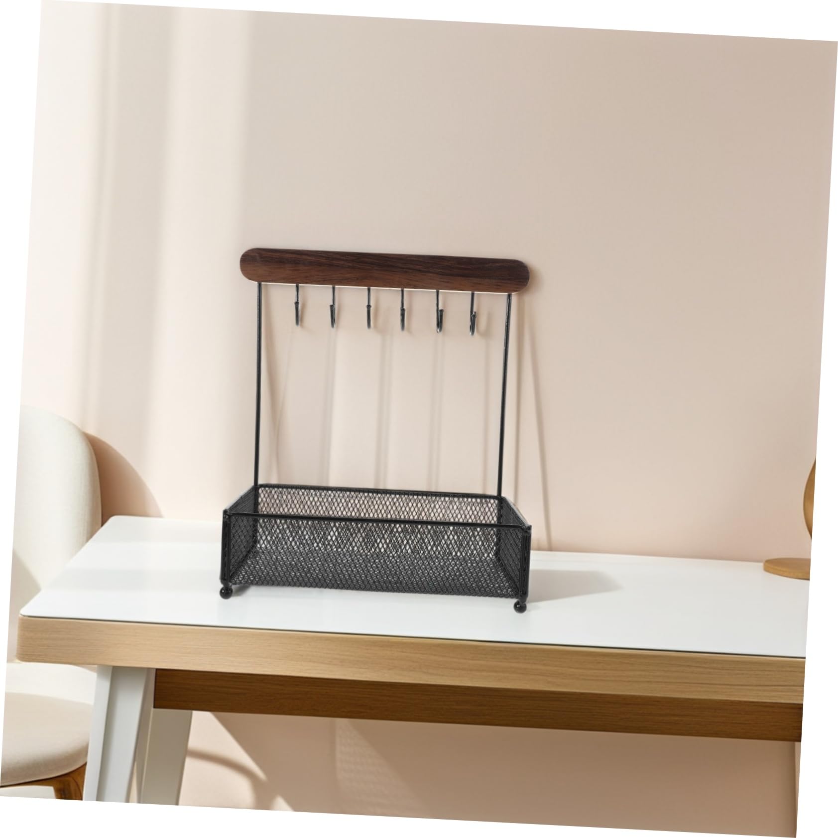 Schmuck-organizer-ständer Mit Haken Und Fächern Kompaktes Tischregal Für Schlüssel Und Accessoires Stabiles Aufbewahrungsregal Für Schmuck Und Utensilien
