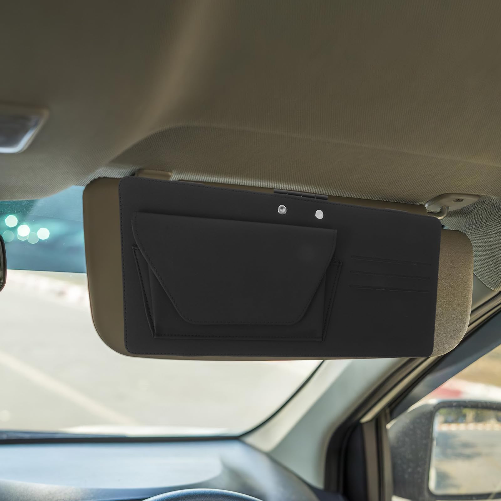 UPKOCH Clip per occhiali da sole per auto, clip porta occhiali per auto, organizer per visiera, accessori per interni, visiera antiriflesso per parabrezza, nero