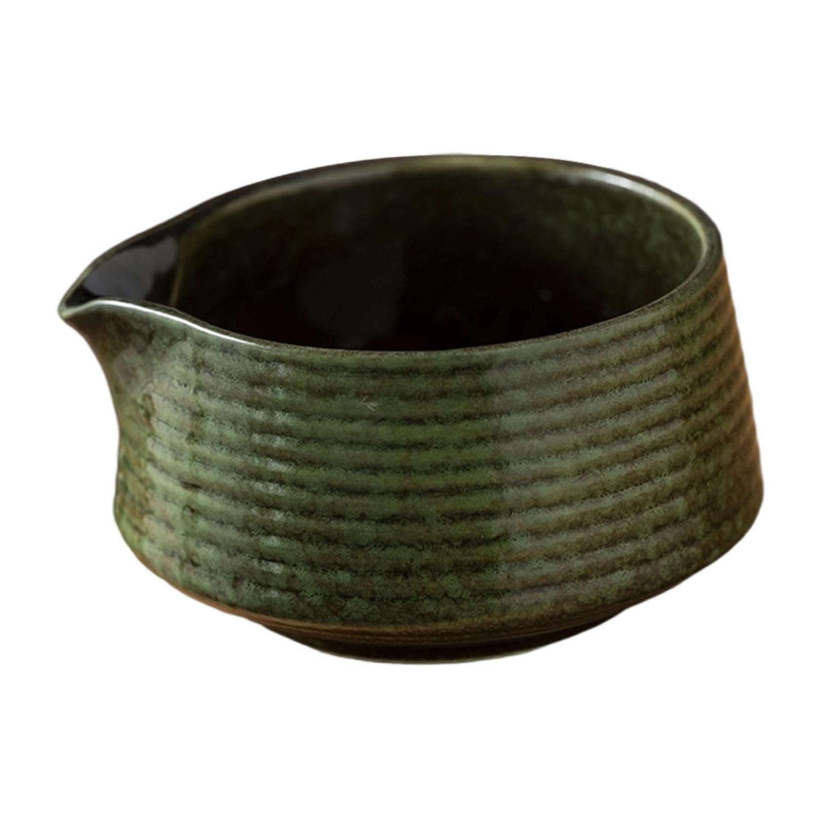Matcha Cuenco Japonés Cerámica Tradicional Cuenco con Boquilla Artesanal para Servicio Té Verde Apto para Regalo Ceremoniar Té Hogar Oficina, Verde, Individual
