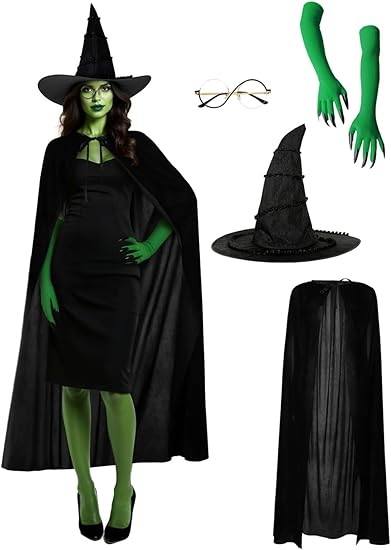 Black and Green 4-Piece Witch Costume Accessories Set