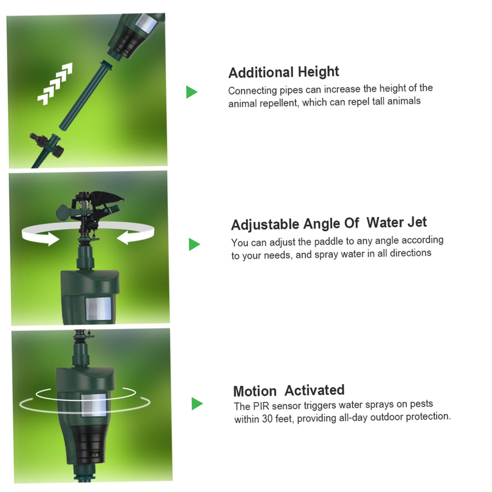 Aspersor con Sensor de Movimiento, aspersor Ajustable de 360° para protección de jardín