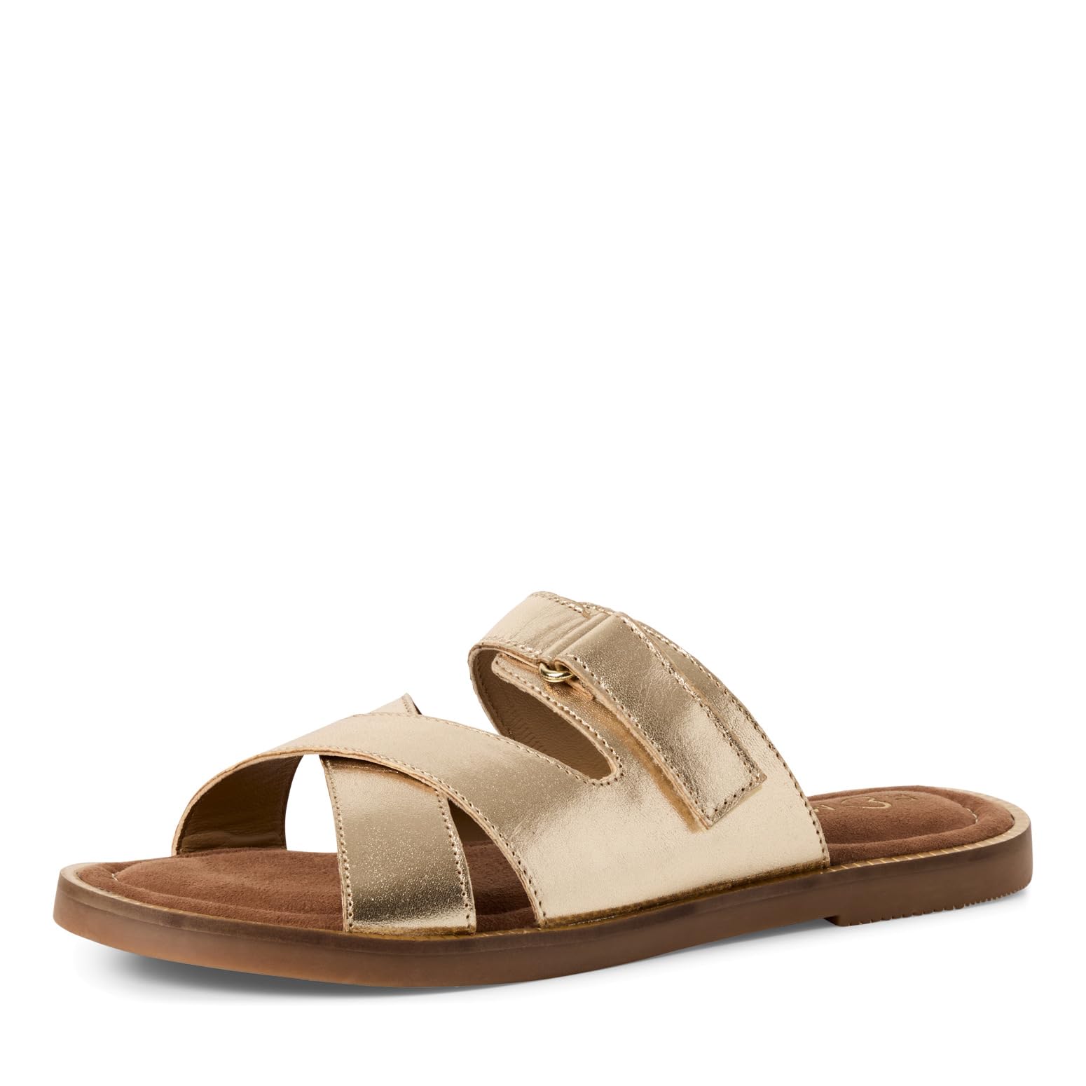 MARCO TOZZI Women's Leather Mules with Velcro Fastening, Gold, 7 UK