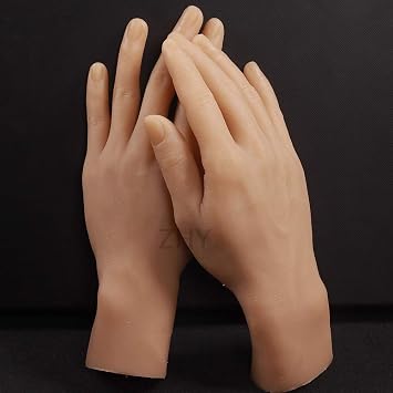 1 Pair Silicone Life Size Hand Displays Model Male Mannequin Hands for Jewelery Ring Glove Bracelet Bangle Art Sketch Medical Painting Teaching Tool