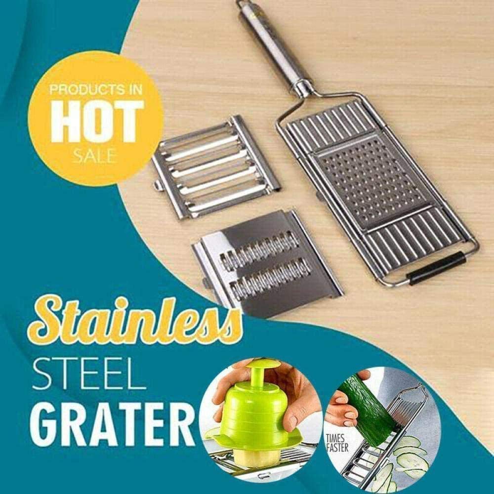 Multi-Purpose Vegetable Slicer，3 Interchangeable Stainless Steel Blades Cut, Peel, Slice Grate & Julienne Slicer