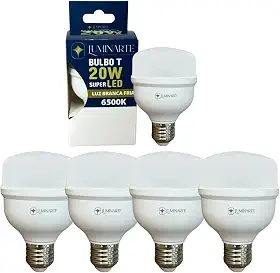 Kit Lâmpadas Led Bulbo 20w E27 Branco Frio Bivolt Inmetro Luminarte (Kit 5 Unidades)