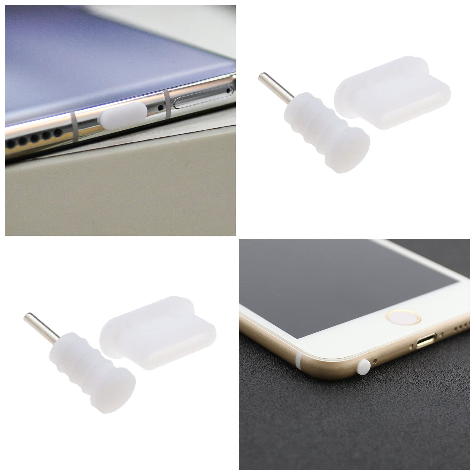 10 sztuk korek przeciwpyłowy typu C i gniazdo słuchawkowe 3,5 mm gumowe wtyczki przeciwpyłowe USB C białe dla wszystkich urządzeń typu C z systemem Android