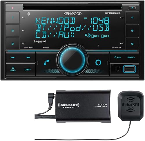 KENWOOD DPX505BT Estéreo de coche con CD doble DIN en el salpicadero. AM/FM con Bluetooth, control de voz Amazon Alexa, pantalla de 3 líneas de alto