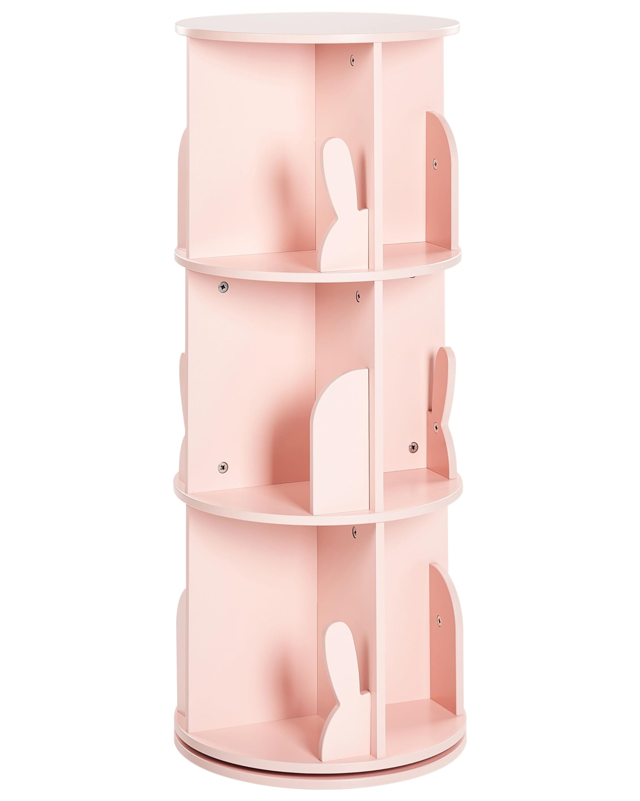 Drehbares 3-Ebenen-Bücherregal MDF Kinderzimmer Hasenmotiv Pastelrosa Caney