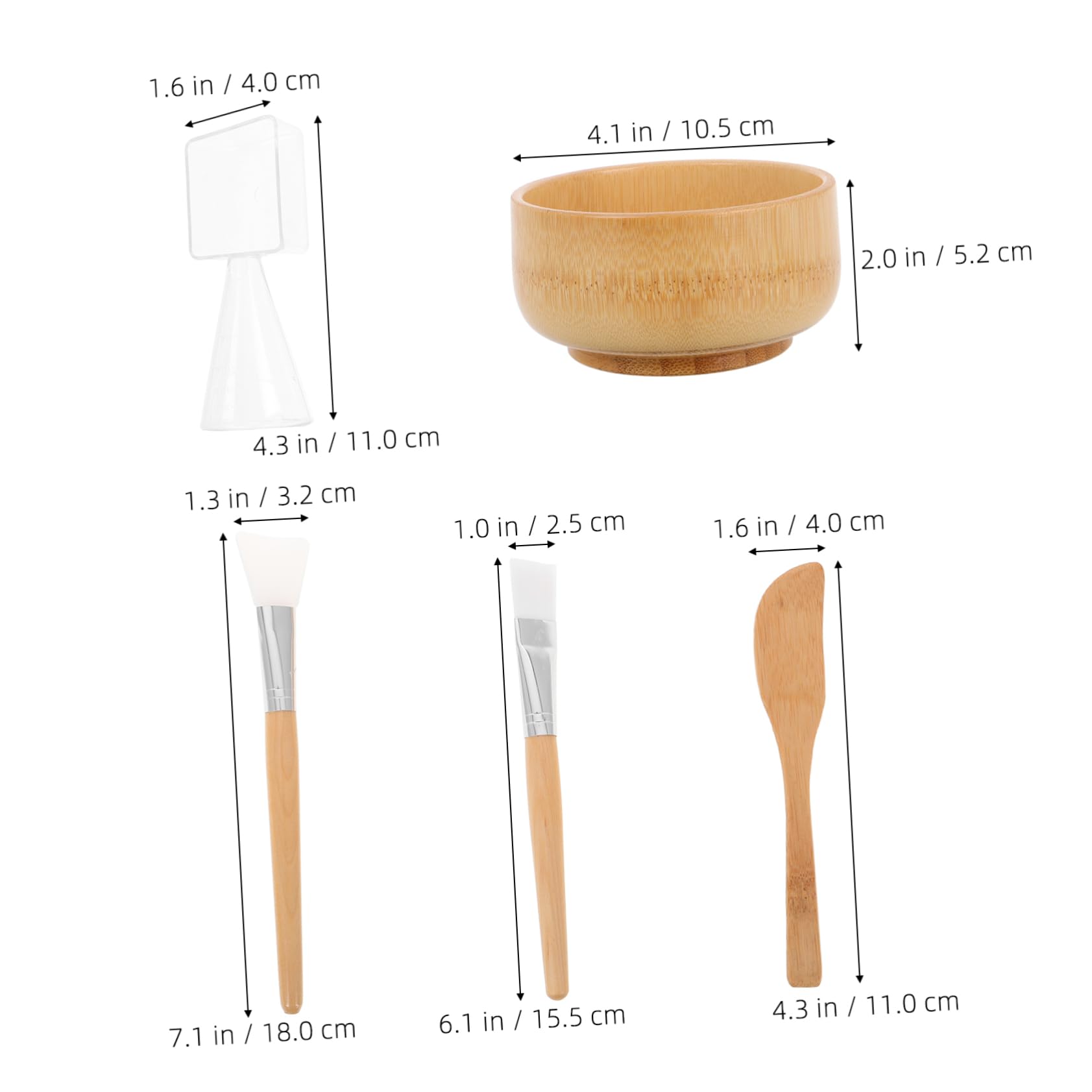 Healeved 5pc Diy Facial Mask Bowl Set Bamboo Spoon Brush -in- Tool Kit for Mixing Clay Masks