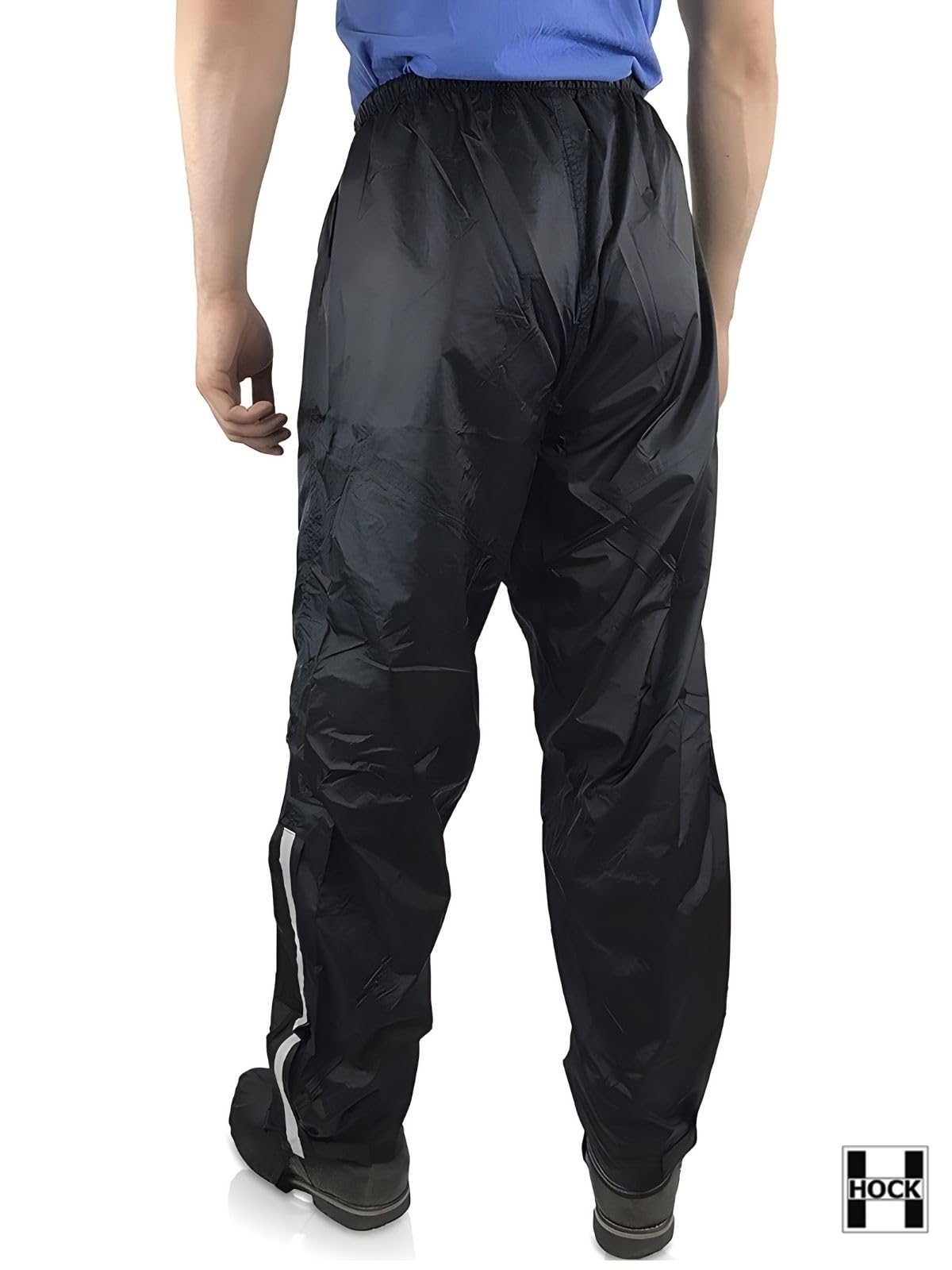 HOCK Unisex Regenhose Fahrrad inkl. ausfaltbarem Schuhschutz - Hochwertige Regenbekleidung mit Reflektor-Streifen - 100% wasserdichte Hose für Herren und Damen