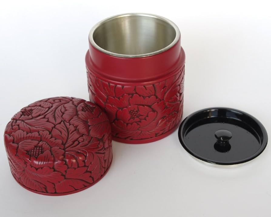 村上木彫堆珠　茶筒 村上木彫堆朱 茶筒 牡丹唐草文 F4012 | 新潟県村上市 | ふるさと