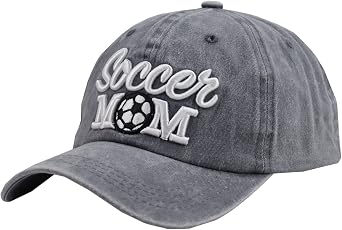 Distressed Soccer Mom Baseball Cap for Women, Adjustable Washed Embroidered Sun Hat for Mama