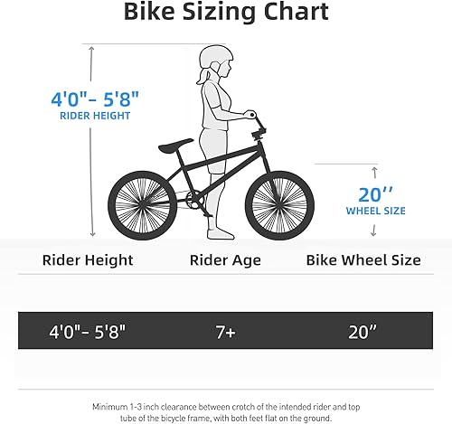 Miniatura 5 de JOYSTAR Gemsbok - Bicicleta BMX de 20 pulgadas para niños y niñas de 7 a 12 años, bicicletas de 20 pulgadas para ciclistas de nivel principiante,