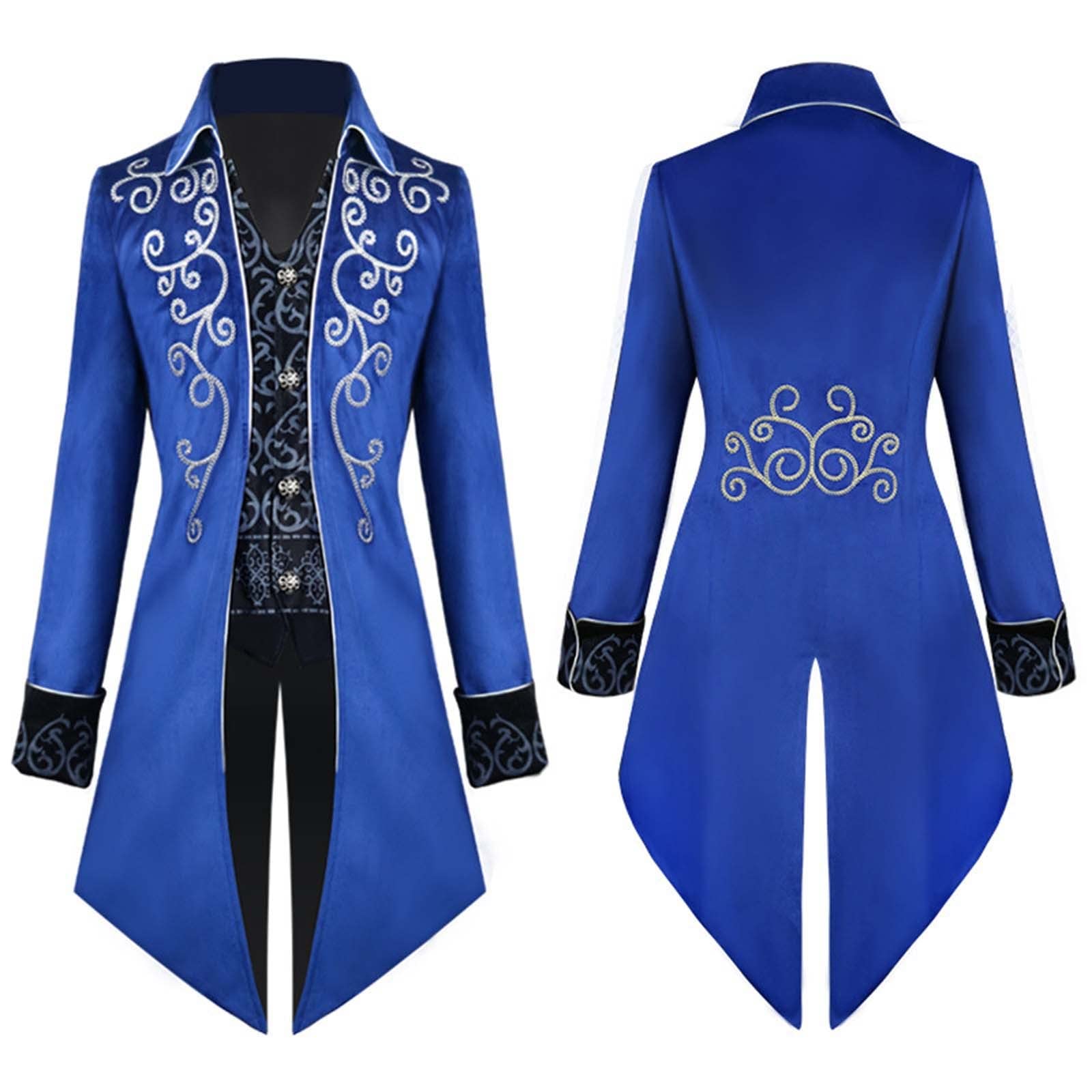 Herren Retro Renaissance Kleidung, Steampunk Kostüm Herren, Mittelalter Kleidung Herren Frack Jacke Steampunk Mantel Gothic Vikings Gehrock Smoking Herren Karnevalskostüme Herren