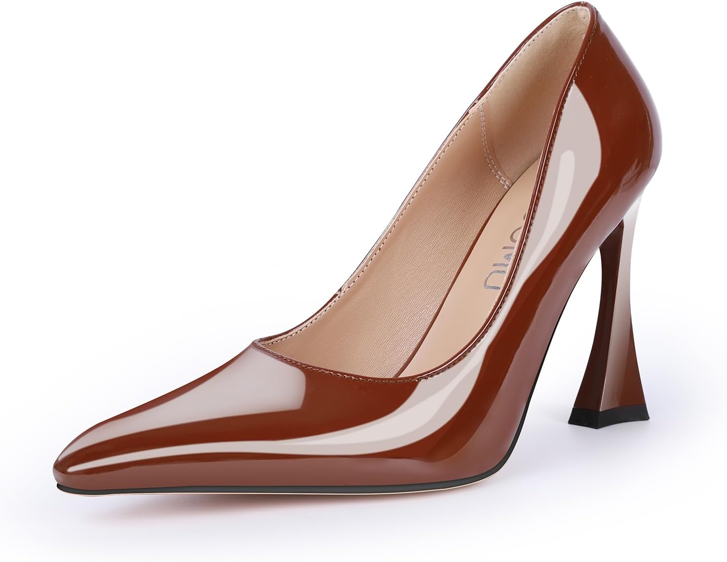 Womens Mid Heel Close Pointed Toe Pumps Buckle Bow-Knot Beaded Prom Dress Patent Leather Summer