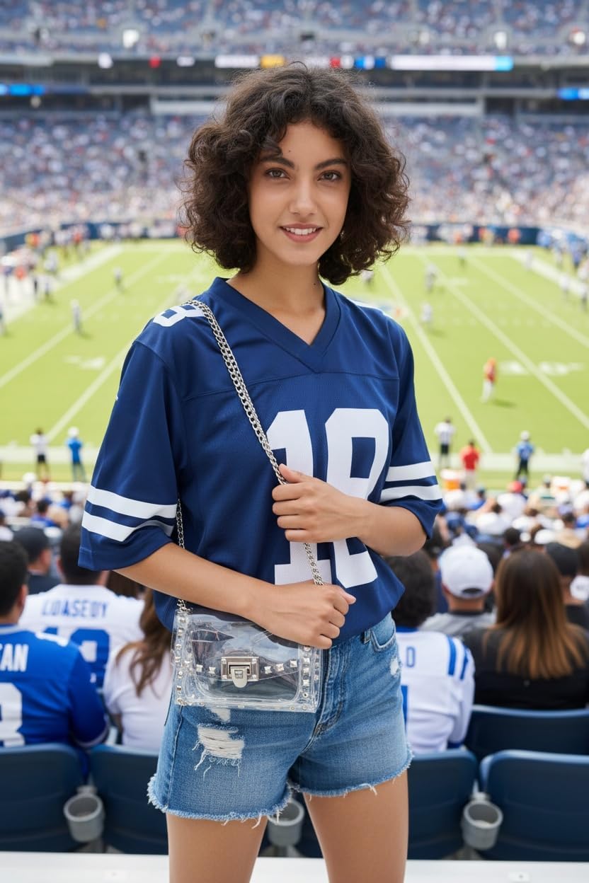 Clear Crossbody Clutch Purse Bag for Women Stadium Events with Rivet, Clear Handbag for Concert, Game Day, Festival | Stadium Approved, with Studded Rivet, for Concert, Game Day - Image 2