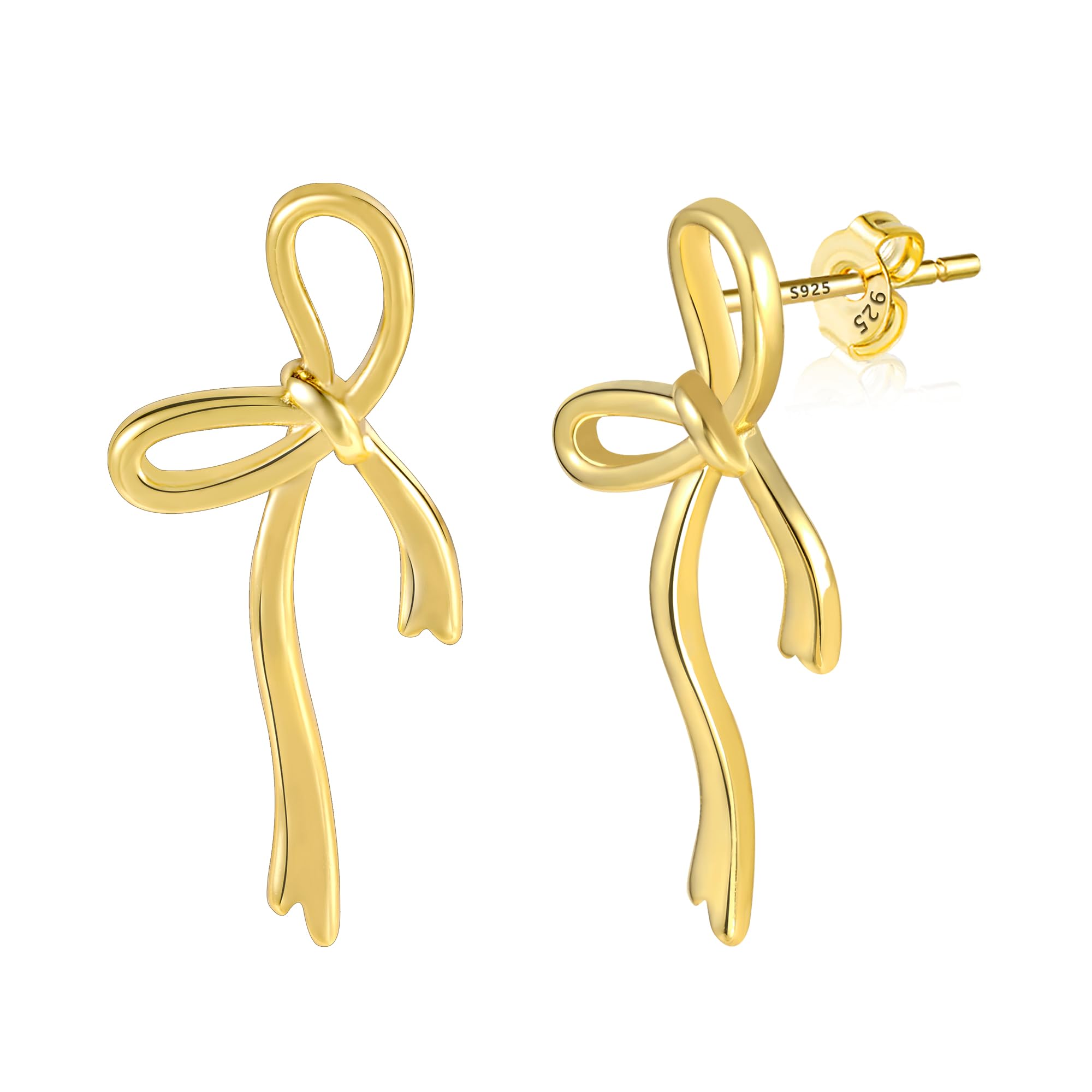 ALEXCRAFT Pendientes Pequeños de Plata 925 para Mujer, Pendientes Hipoalergénicos de Oro de 18 Quilates Pendientes de Lazo para Cartílago Pendientes Pequeños y Largos de Plata para Mujer