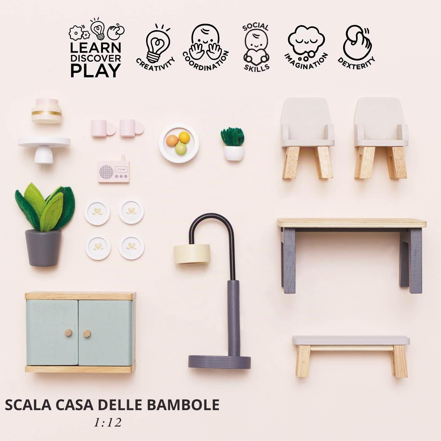 Le Toy Van - Wooden Daisylane Dining Room Dolls House Accessories Play Set For Dolls Houses , Dolls House Furniture Sets - Suitable For Ages 3+