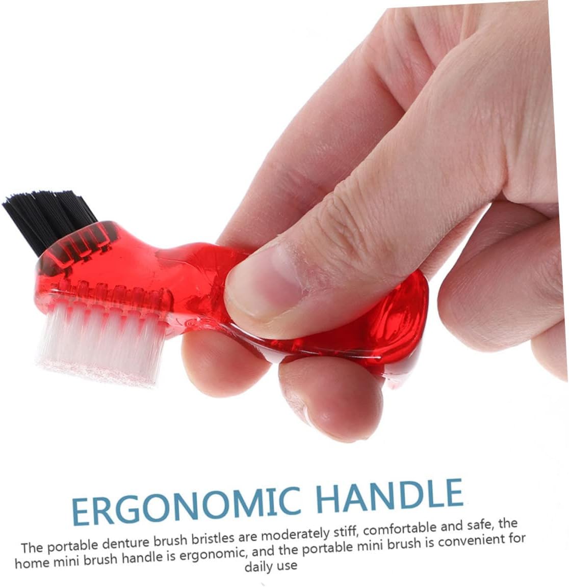 Mini Denture Brush Set 3PCS Double-Sided Cleaning Tool for Oral Care Portable Travel Accessory Anti-Slip Handle for Home Use