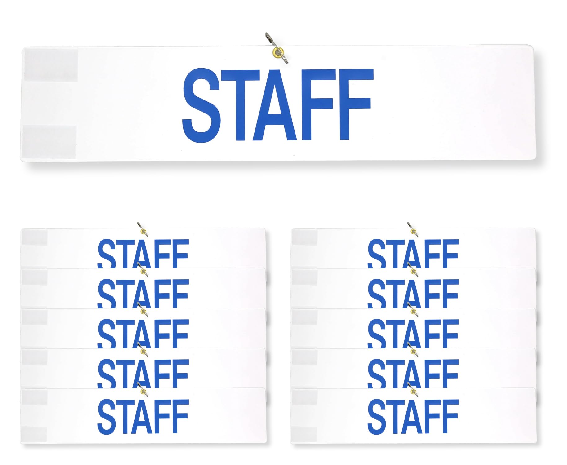 腕章 スタッフ 10枚セット 日本製 マジックテープ 安全ピン付き イベント 学校 STAFF (ホワイト)