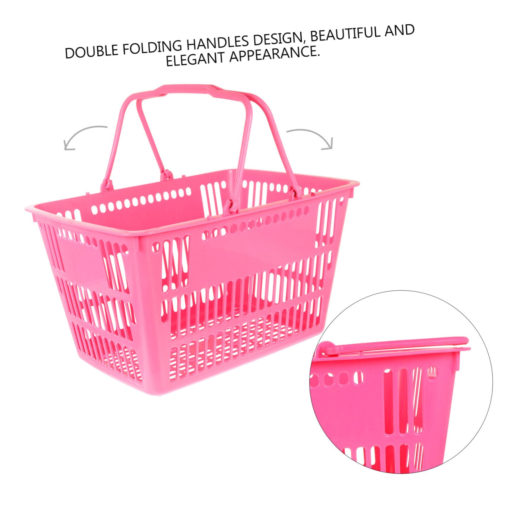 Baluue Cesta de Almacenamiento de Compras 16l Plástico Resistente Asas Dobles Portátil para Hogar Supermercado y Organización Multifuncional Rosa y Azul