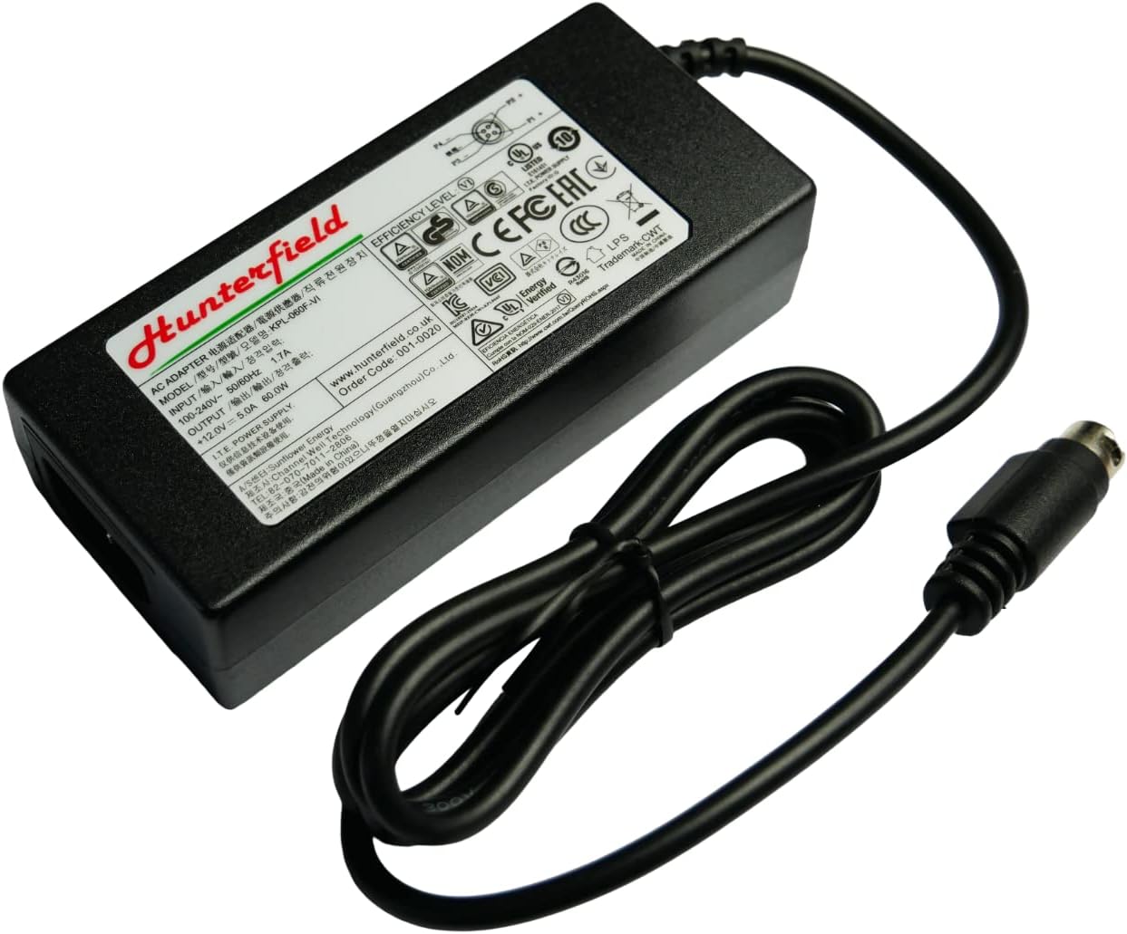 12V 5A 60W AC Adapter for Alba, Alphatronics, Bush, Crown, Denson, Digihome, Dual, Finlux, Goodmans, Hikvision DVR, Hitachi, ICY BOX, Logik, Matsui, Mikomi, Nikkei , Onn, Proline, RaidSonic, Salora, Sanyo, Techwood, Waltham, and Wharfedale TVs (Not suitable for DMTECH nor AvTex branded TVs)