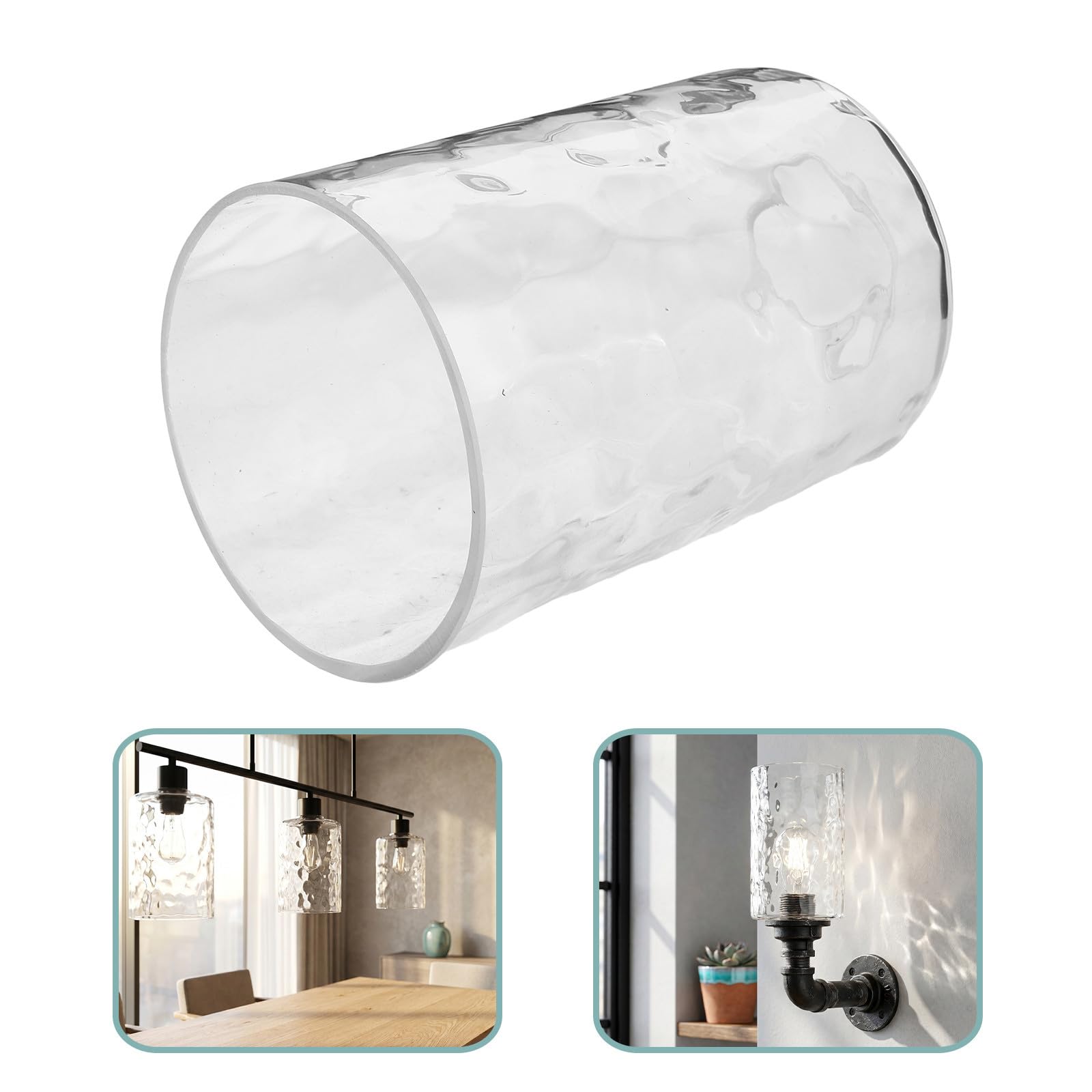 Pantalla de Lámpara de Vidrio Diámetro de 4.2cm Textura de Ondas de Agua Resistente a Daños 3 Piezas y Compatible Lámparas de Techo y Candelabros