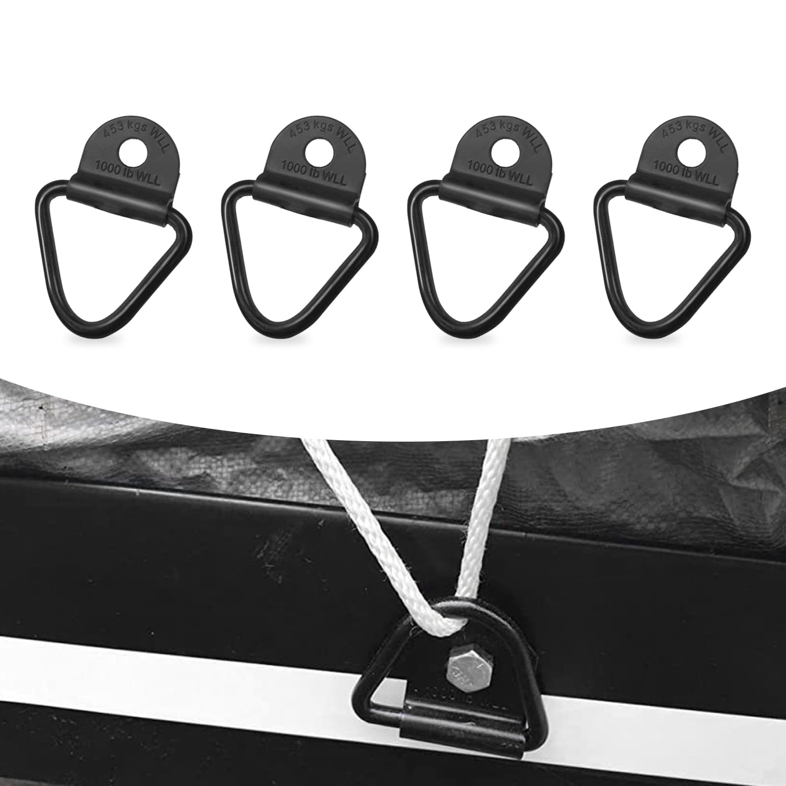 4 PCS V-Shaped Car Tie-Down Anchors, Durable Waterproof Metal Multifunctional Vehicle Trunk Hook Accessories, Universal Heavy Duty Truck Bed Tie Down Anchors Rings for SUVs Cars (Black)