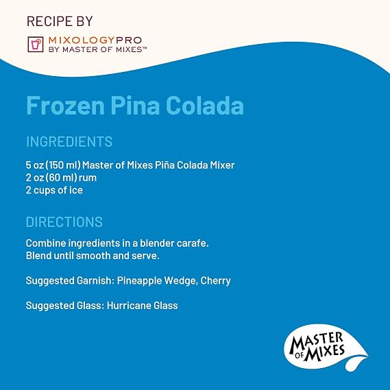 Master of Mixes Pina Colada Drink Mix, Ready To Use, 1.75 Liter Bottle (59.2 Fl Oz), Pack of 3
