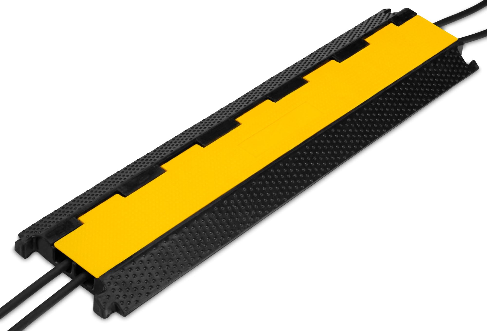 Pronomic Protector 2-100L Kabelbrücke 2-Kanal mit Steckverbindung 100 x 25 x 5 cm - Kabelkanal aus Kunststoff für Versanstaltungen - Kabel Überfahrschutz für Boden - Schwarz/Gelb