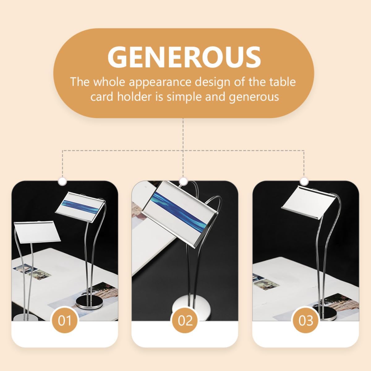 Zerodeko Stainless Steel Dining Table Cards Holder with Memo Clip Hotel Menu Rack and Ordering Cards Stand for Buffet and Restaurant Table Use