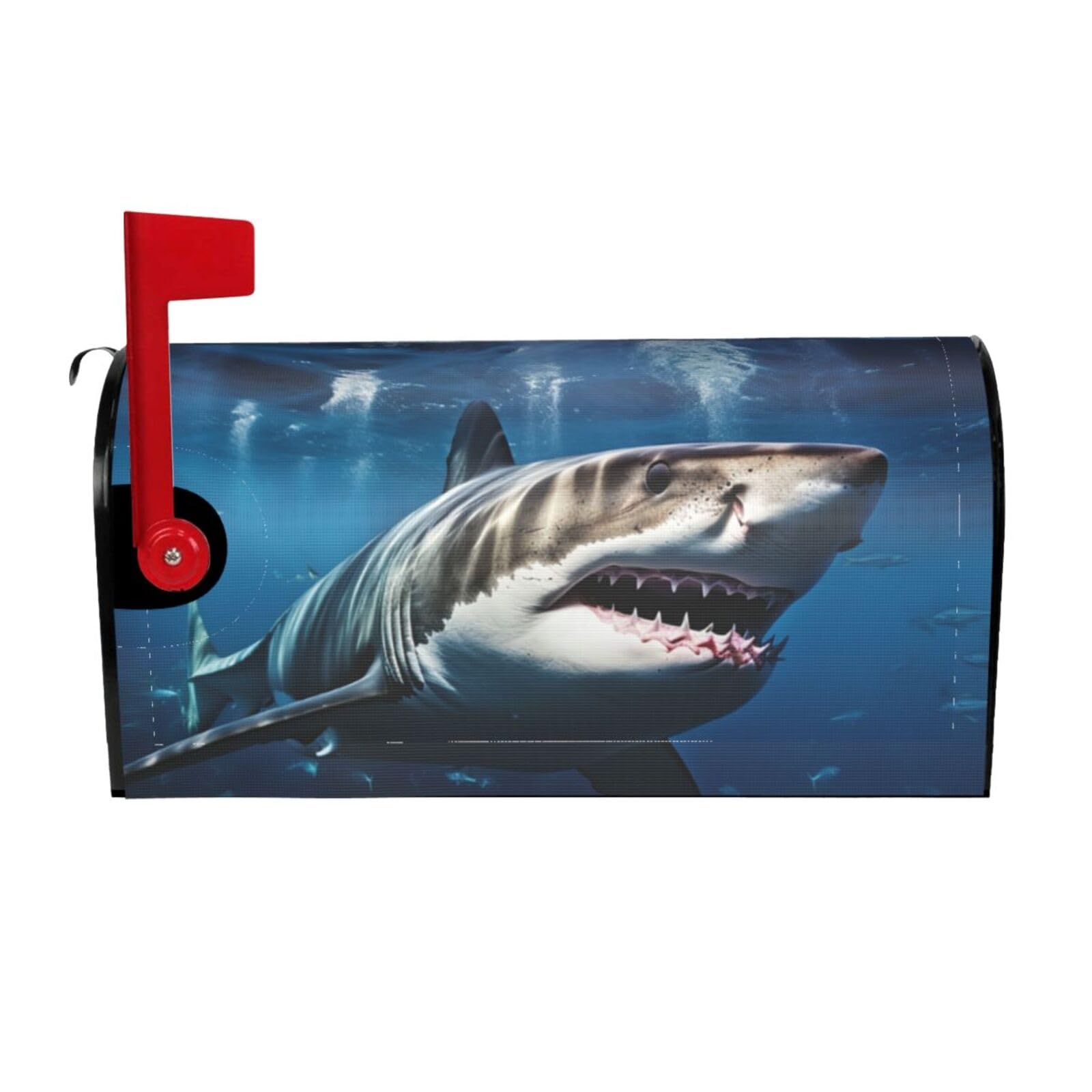 Great White Shark Mailbox Covers Magnetic Wraps Post Letter Box Cover Garden Home Decor 21x18 in