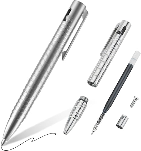 Bolígrafo EDC de 4 pulgadas, mini bolígrafo de metal de bolsillo de titanio, bolígrafo retráctil recargable de tinta para hombres y mujeres de uso