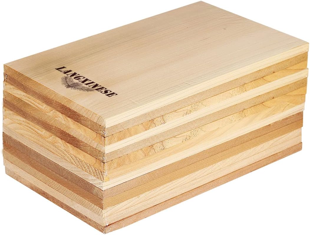 Langxinese 6 Pack Premium Cedar Grilling Planks 12''x 6" Pacific Coastal Old Growth Cedar Better Flavor to Salmon,Fish,Seafood, Steak and Veggies. : Industrial & Scientific