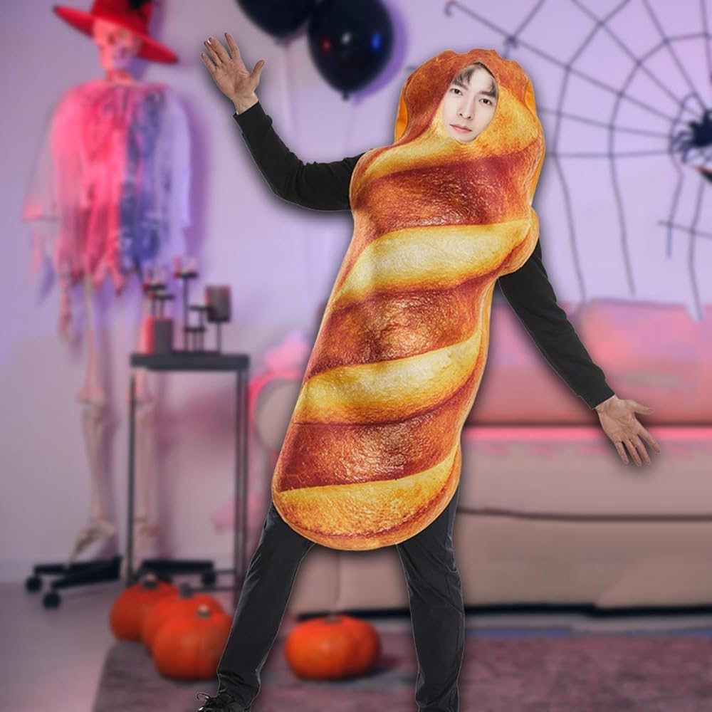 Costume per Halloween e cosplay, divertente costume da pane per feste di compleanno e giochi di ruolo