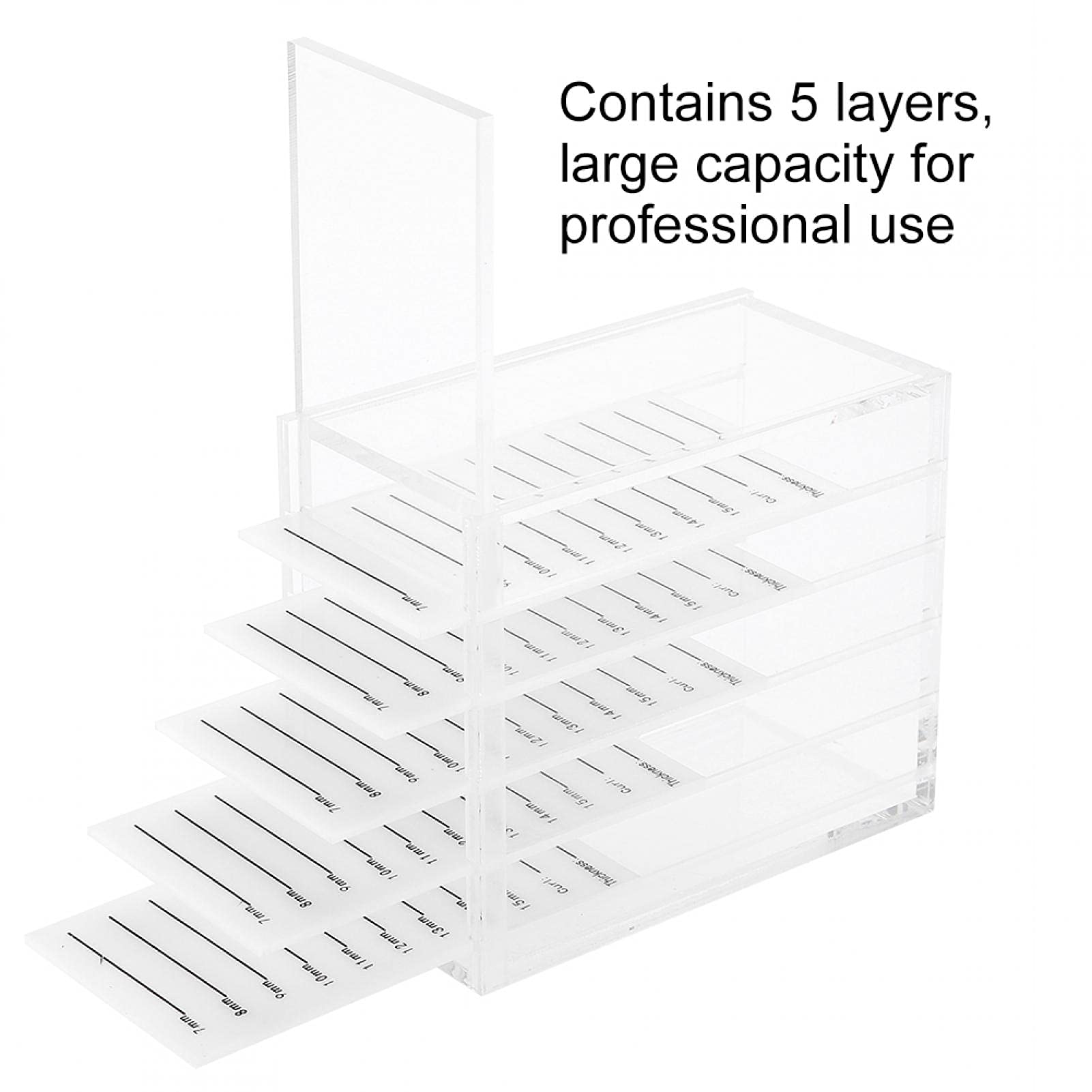 5 Layers Eyelash Organizer Box, Clear Acrylic Eyelash Storage Holder Display Box for Professional Beauty Salons and Home, 4.6 x 2.4 x 3.9inch