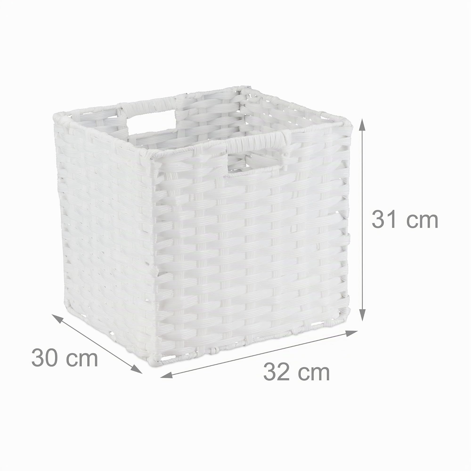 2x Cestino Portaoggetti in Plastica Doccia, Bagno o Cameretta dei Bambini, Contenitore Intrecciato 31x32x30 cm, Bianco