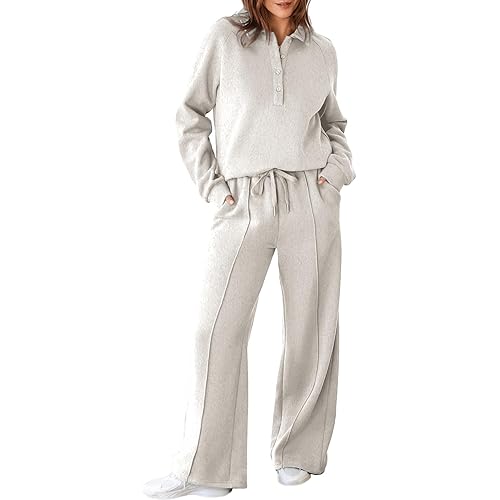 Aleumdr Women's 2 Piece Outfits Sweatsuit Oversized Sweatshirt Wide Leg Sweatpants Matching Lounge Set 2024