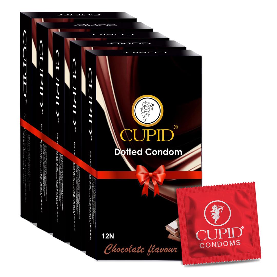 Cupid Dotted & Flavoured Condoms Chocolate Flavour (Pack of 5) | Lubricated & Multitextured Condoms | For Her Enhanced Pleasure | Pack of 5, 12 Pcs Each-picture-25