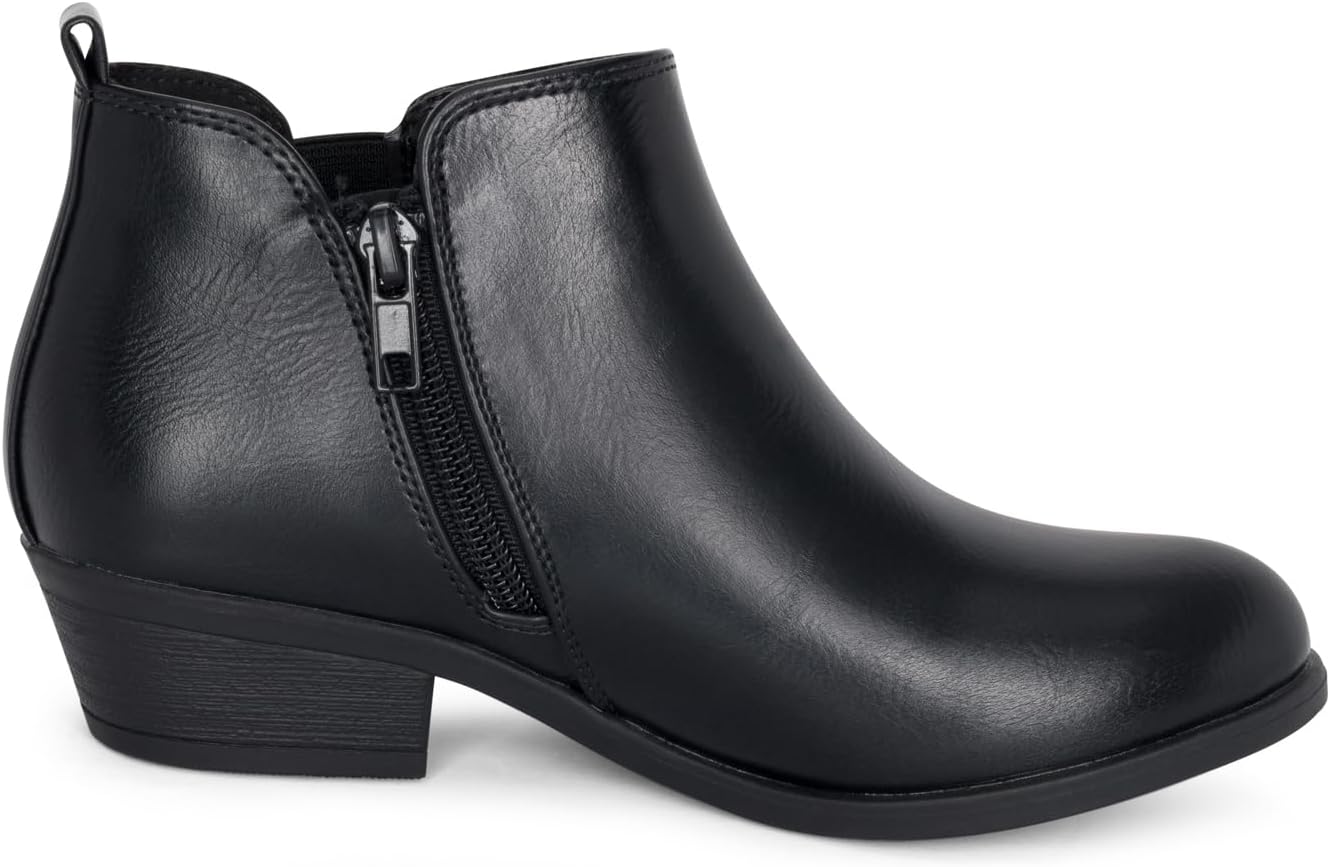 STYLISH S CISNE-K ~ Little Girls Low Stacked Heel Round Toe Chelsea Booties with Side Zipper